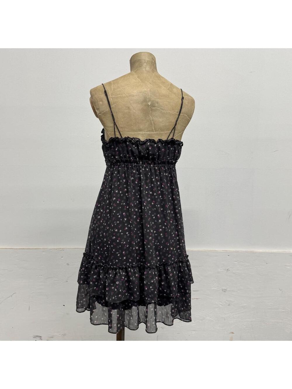 Vintage Y2K American Eagle Floral Sheer Chiffon Babydoll Mini Dress - Picture 6 of 8